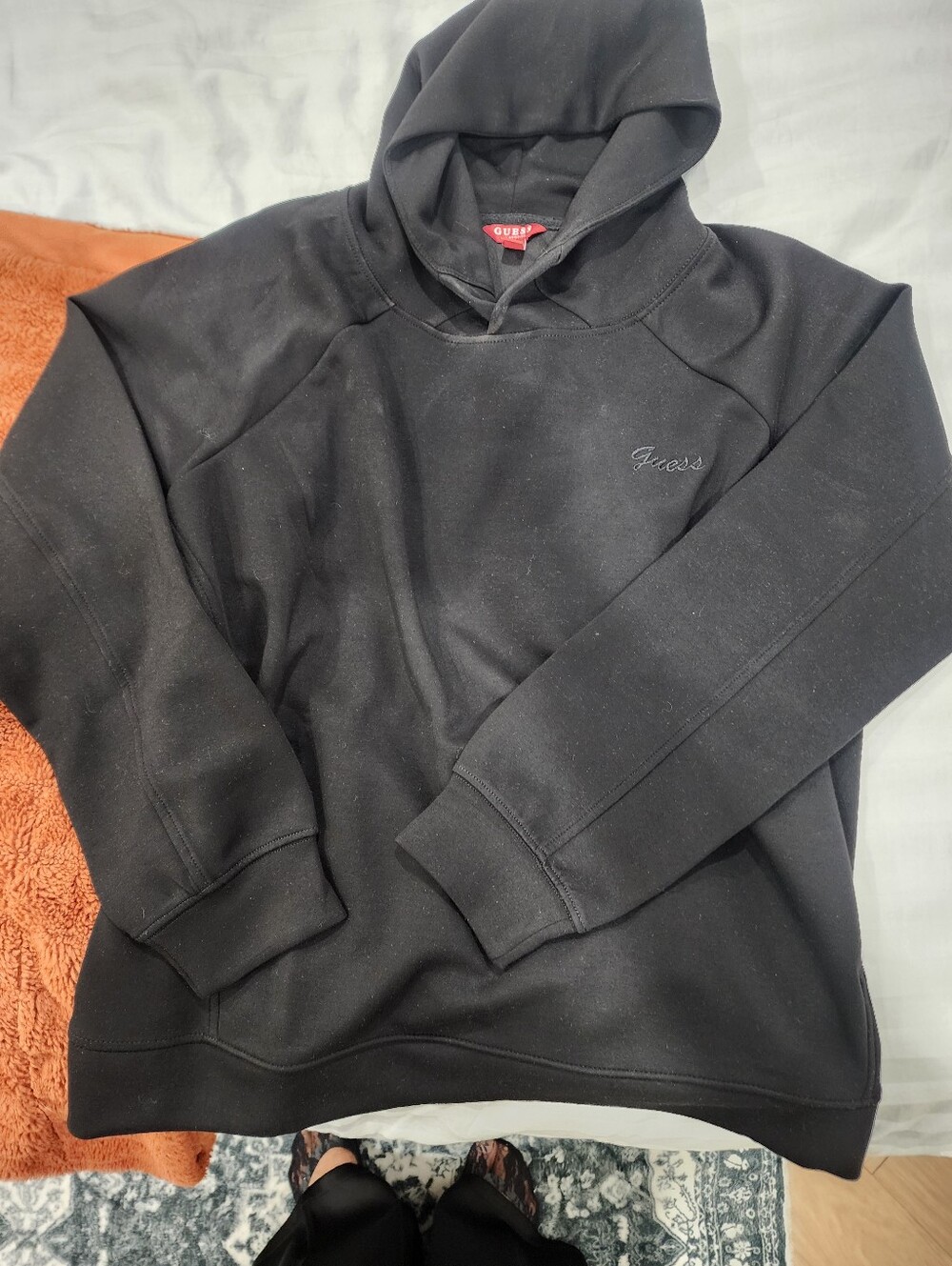 Guess Black Crewneck Hoodie with Subtle Script